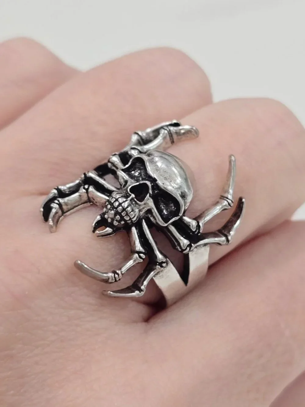 Killstar ✦ Deadly Spider Ring ✦ Silver Skull‑Spider Gothic Statement Design 8